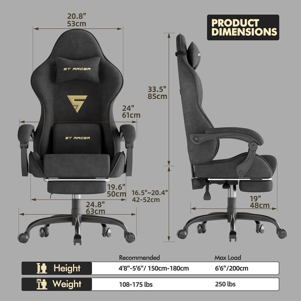 Velvet abric Ergonomic Gaming  - Massage 评论和价格